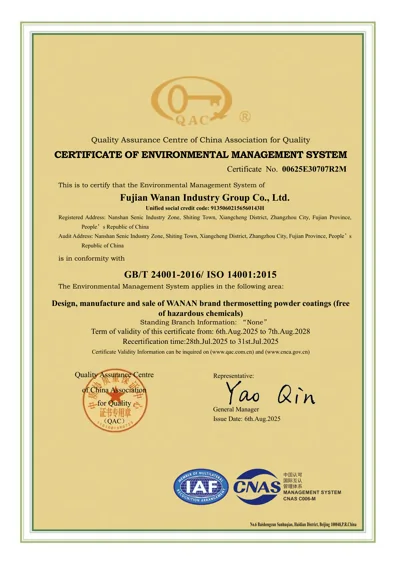 ISO 14001:2015 certificate